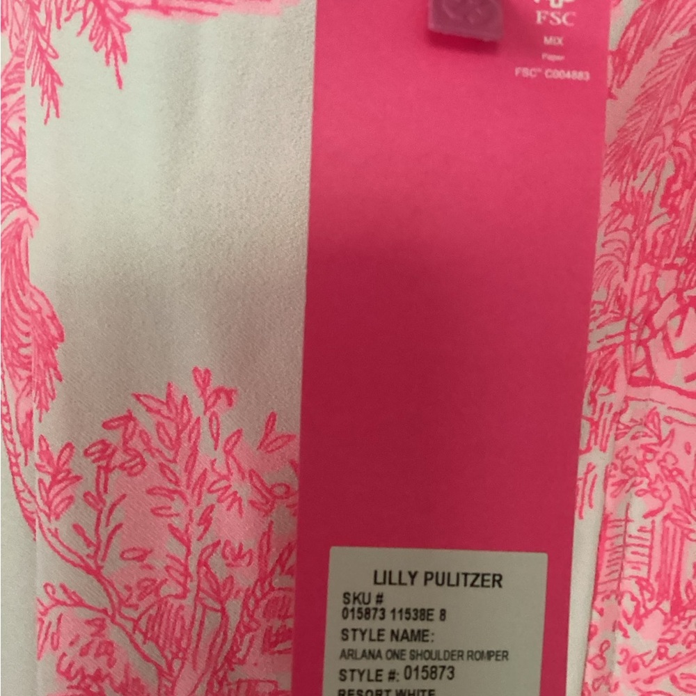 NWT Lilly Pulitzer Ariana one shoulder ruffle romper in Roxie Pink NWT - Picture 10 of 13